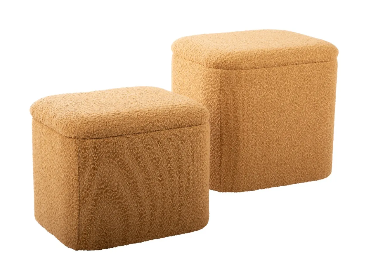 Pouf set Ada storage bouclé ochre yellow, set of 2pcs