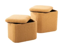 Pouf set Ada storage bouclé ochre yellow, set of 2pcs