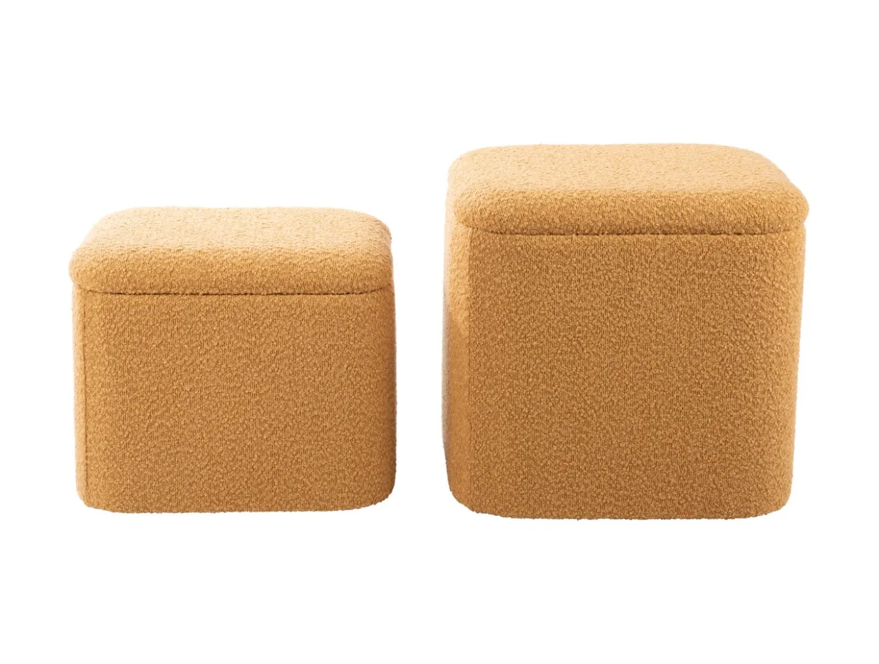 Pouf set Ada storage bouclé ochre yellow, set of 2pcs