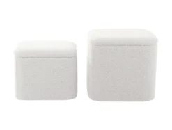 Pouf set Ada storage bouclé off white, set of 2pcs