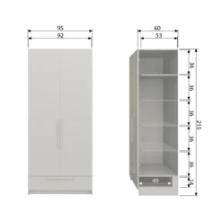 Pure 2-deurs hangkast - splitdeur grenen dust [fsc]