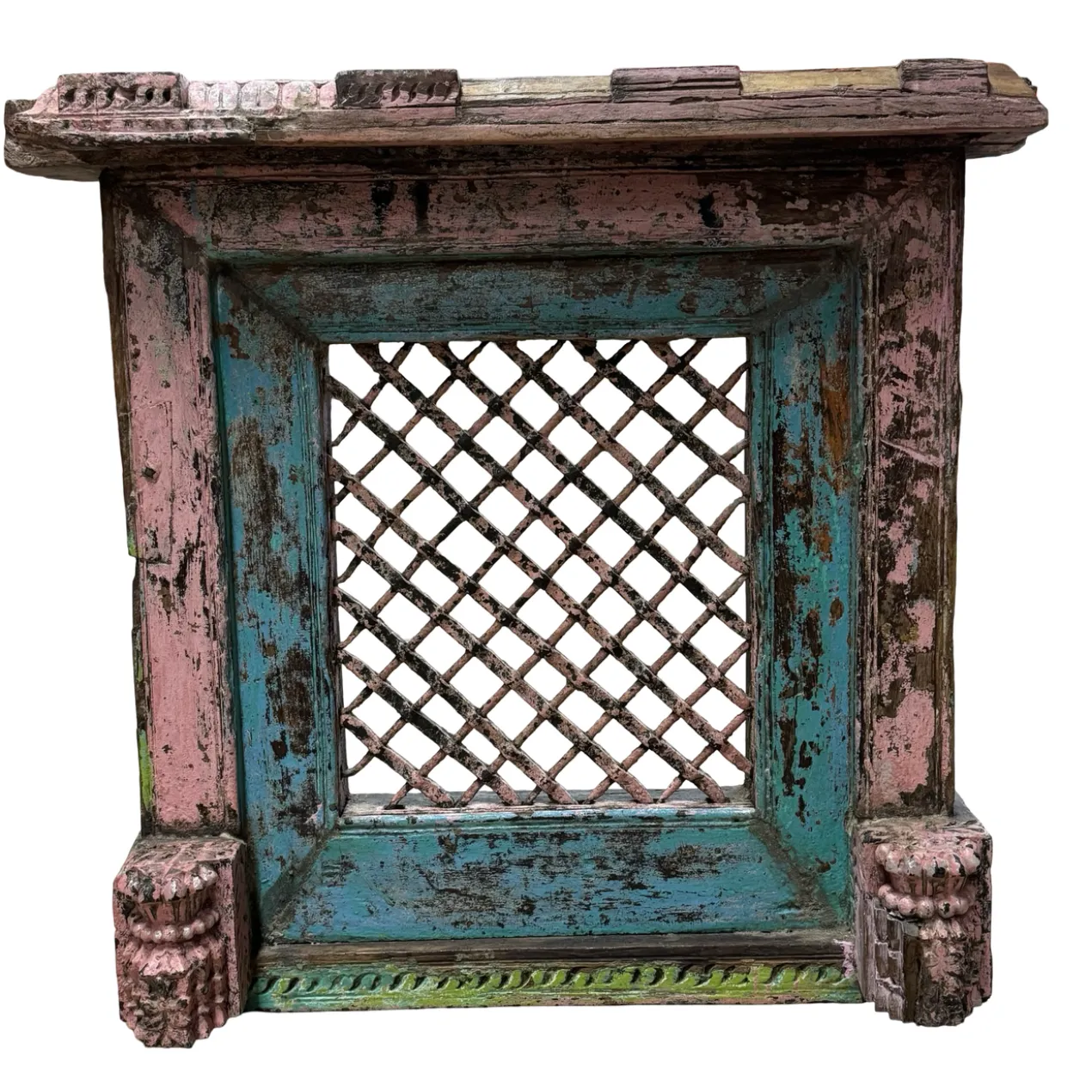 Raam Jali roze/blauw uniek India