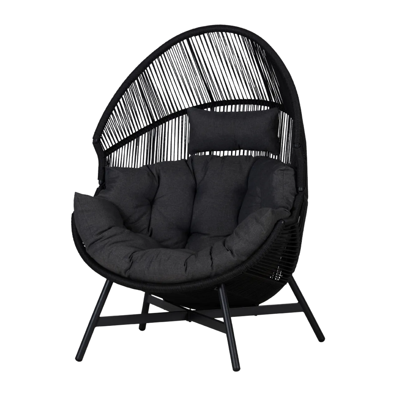 Rattan tuin loungestoel Ayla Zwart