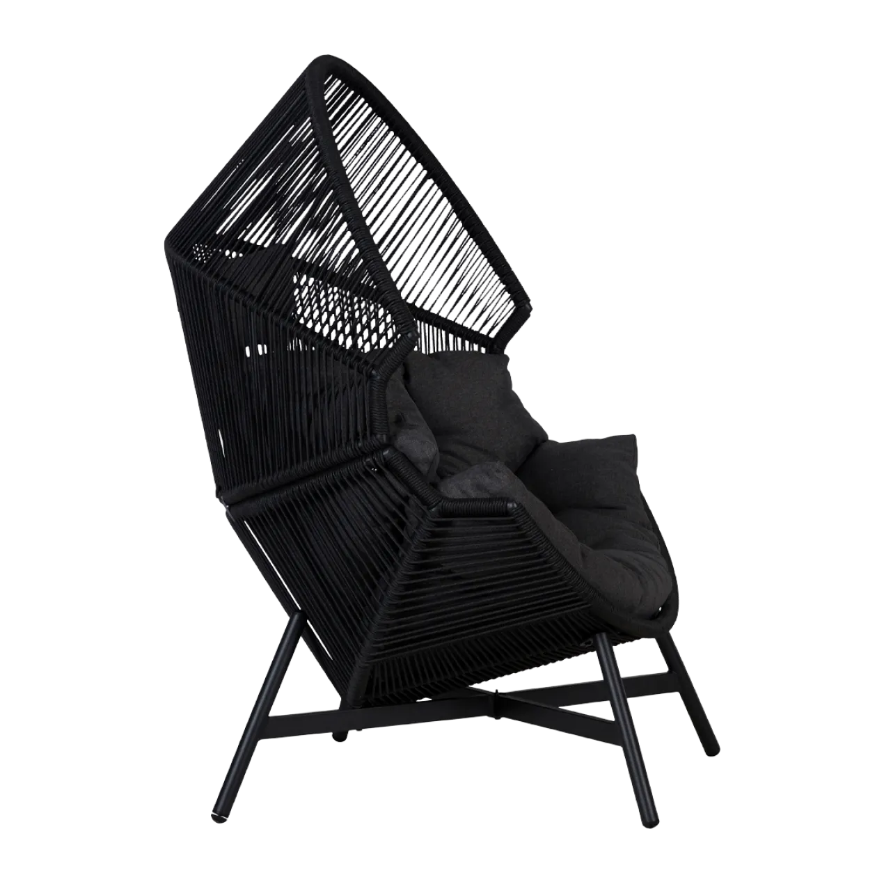 Rattan tuin loungestoel Ayla Zwart