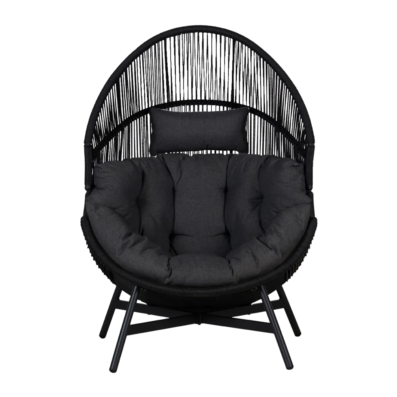 Rattan tuin loungestoel Ayla Zwart