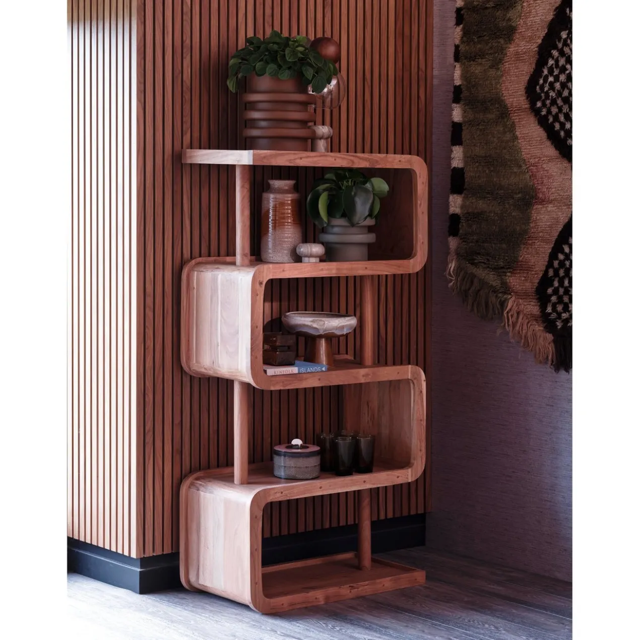 Rattle open kast hout naturel