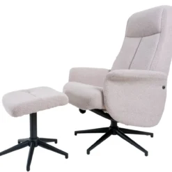 Relaxfauteuil Bindy + Hocker Bouclé Naturel