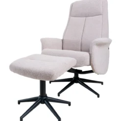 Relaxfauteuil Bindy + Hocker Bouclé Naturel