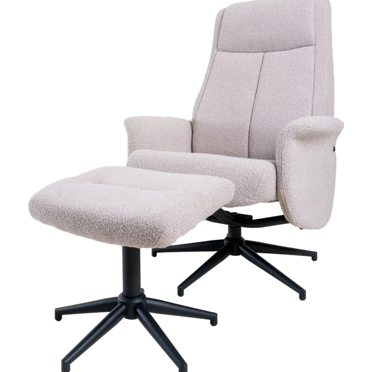 Relaxfauteuil Bindy + Hocker Bouclé Naturel