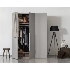 Rens 3-deurs hang/legkast greep lang noten/pebble grey [fsc]