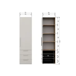 Rens 1-deurs legkast greep lang noten/pebble grey [fsc]