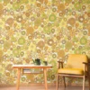 Retro behang bloemmotief met een lichte structuur – geel, groen, bruin Bloemen retro behang met een lichte structuur – geel, groen, bruin #1