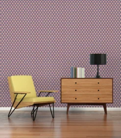 Retro behang met abstract schaalpatroon - oranje, zwart, paars Retro-stijl behang met abstract schaalpatroon - oranje, zwart, paars #1