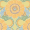 Retro behang met bloemmotief licht gestructureerd Licht gestructureerd retrobehang met bloemmotief – blauw, geel, groen #1