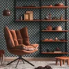 Retro behang met een lichte structuur en cirkelpatroon - blauw, geel, roze #1