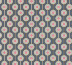 Retro behang met een lichte structuur en cirkelpatroon - blauw, geel, roze #1