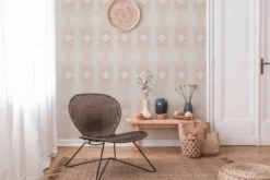 Retro behang met ruitpatronen in zachte kleuren – beige, crème, wit #1