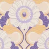 Retro bloemmotief behang- beige, geel, paars Retro bloemenbehang - beige, geel, paars #1