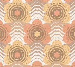 Retro bloemmotief in stippenontwerp - bruin, oranje, geel Bloemmotief in stippenontwerp in de stijl van de jaren 70 - bruin, oranje, geel #1