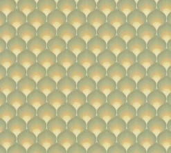 Retro schaalpatroonbehang - groen, geel, bruin Schaalpatroonbehang in retrostijl - groen, geel, bruin #1