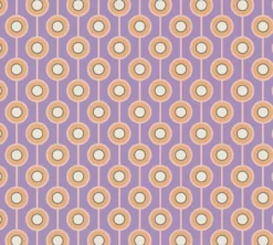 Retro vliesbehang abstract cirkelpatroon – paars, oranje, beige Abstract cirkelpatroon op vliesbehang in retrostijl – paars, oranje, beige #1