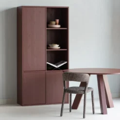 Rhonda eettafel o129 cm eiken bordeauxrood [fsc]