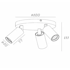 RITMO PLAFONDSPOT Ø 18CM 3-LICHTS KOFFIE