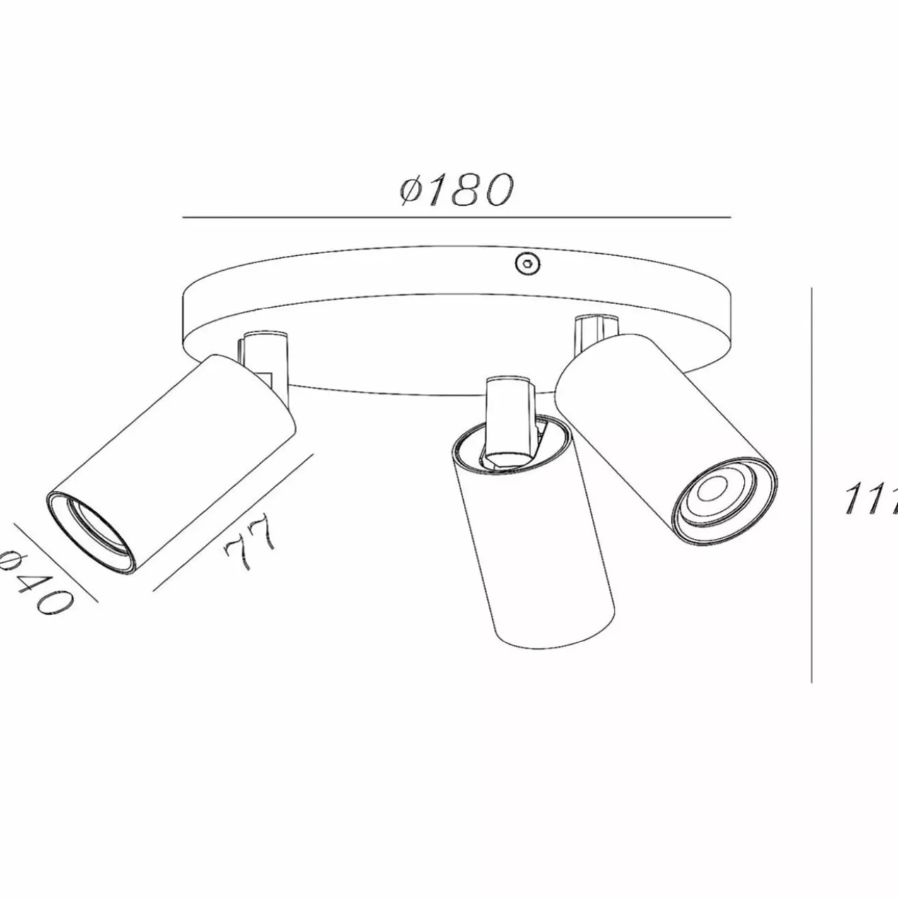 RITMO PLAFONDSPOT Ø 18CM 3-LICHTS ZWART