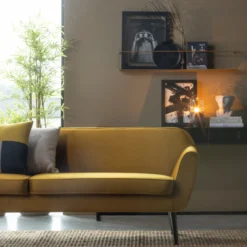 Rocco xl bank 230 cm velvet okergeel