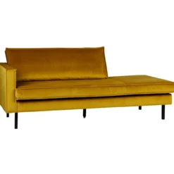 Rodeo daybed links velvet okergeel