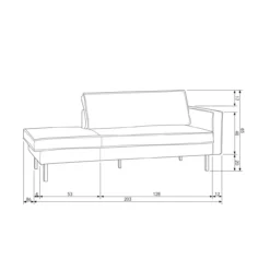 Rodeo daybed rechts ecoleer cognac