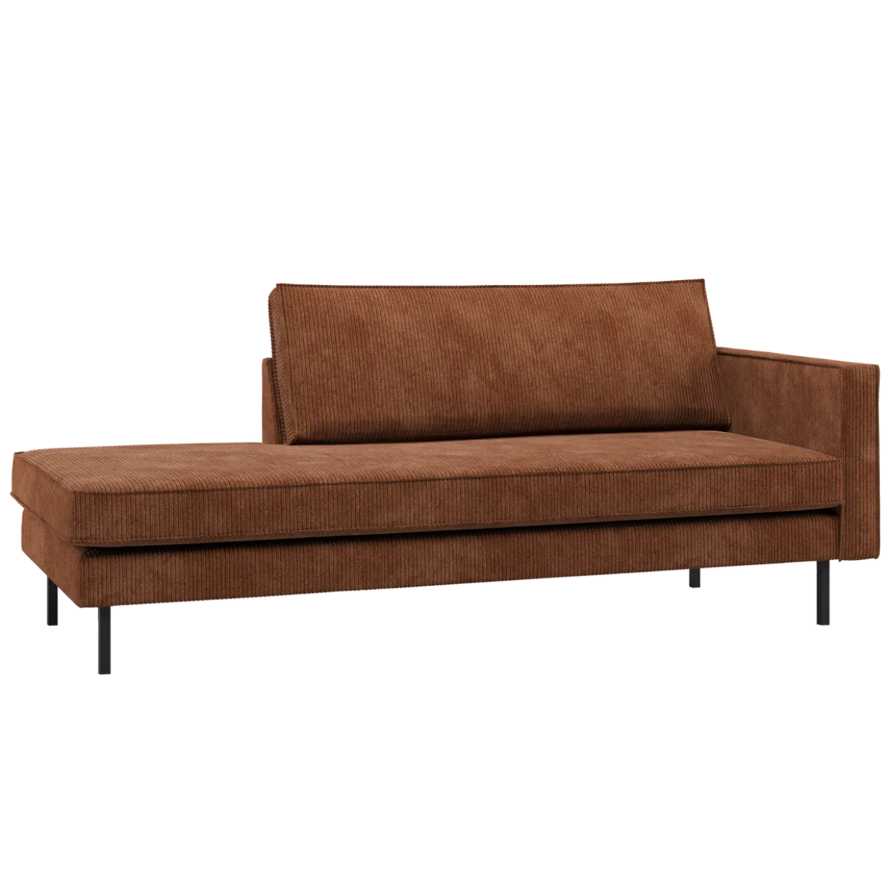 Rodeo daybed rechts ribstof roestbruin