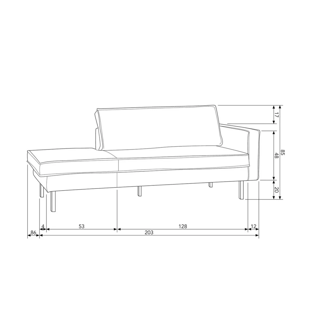 Rodeo daybed rechts velvet taupe