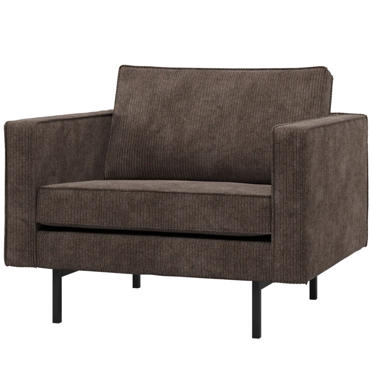 Rodeo fauteuil ribstof bruin