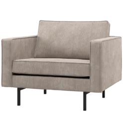 Rodeo fauteuil ribstof donkerzand