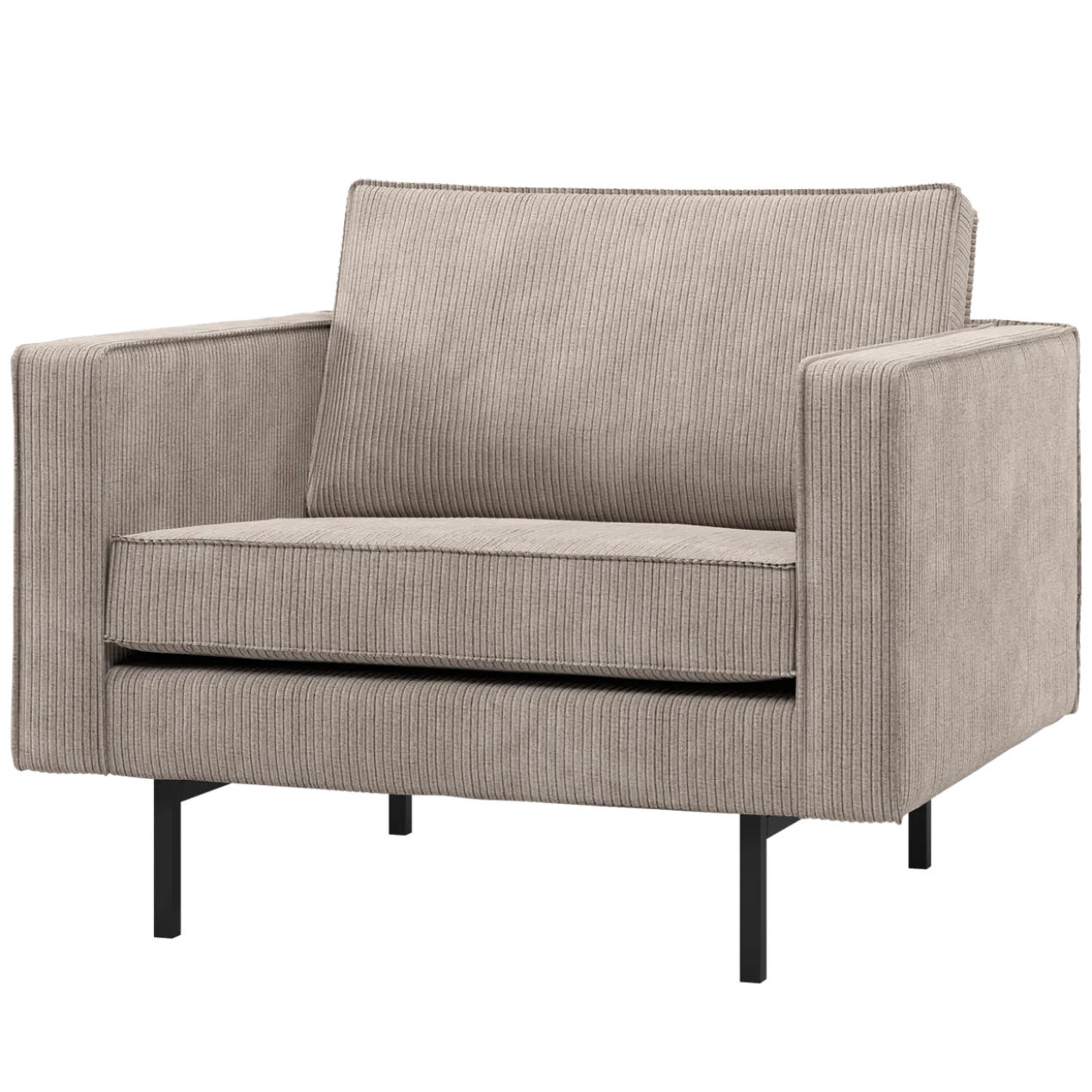 Rodeo fauteuil ribstof donkerzand