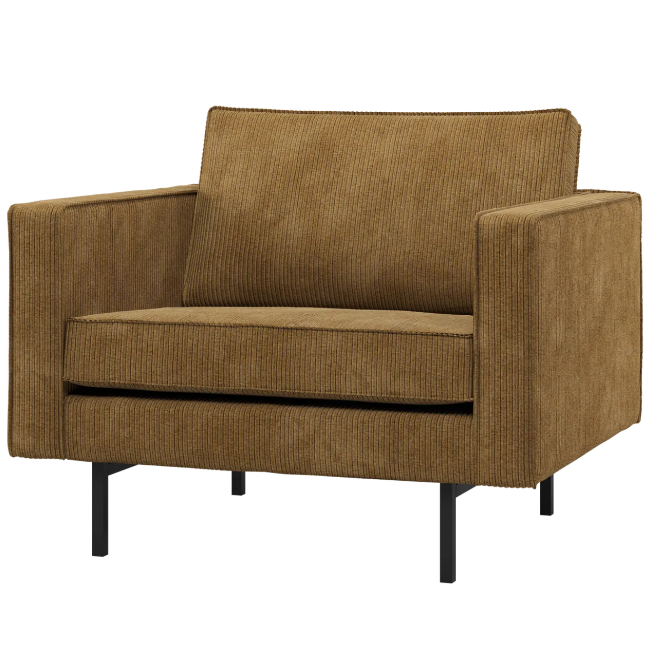 Rodeo fauteuil ribstof honinggeel