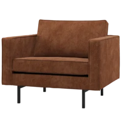 Rodeo fauteuil ribstof roestbruin