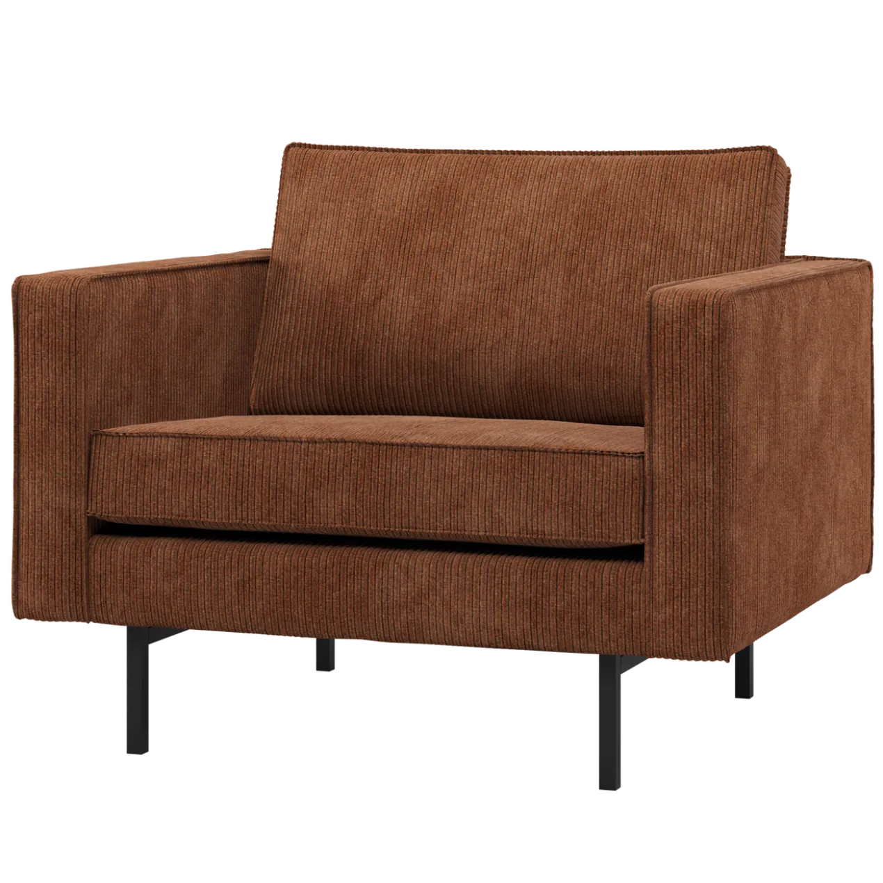Rodeo fauteuil ribstof roestbruin