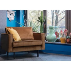 Rodeo fauteuil velvet honinggeel