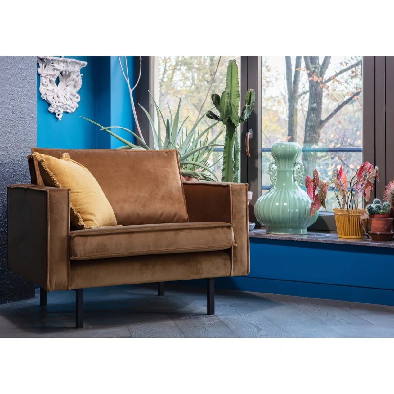 Rodeo fauteuil velvet honinggeel