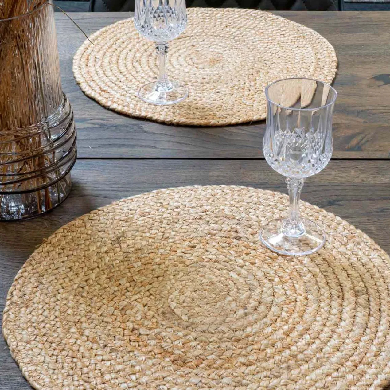 Ronde placemat Milly jute (set van 4) Naturel