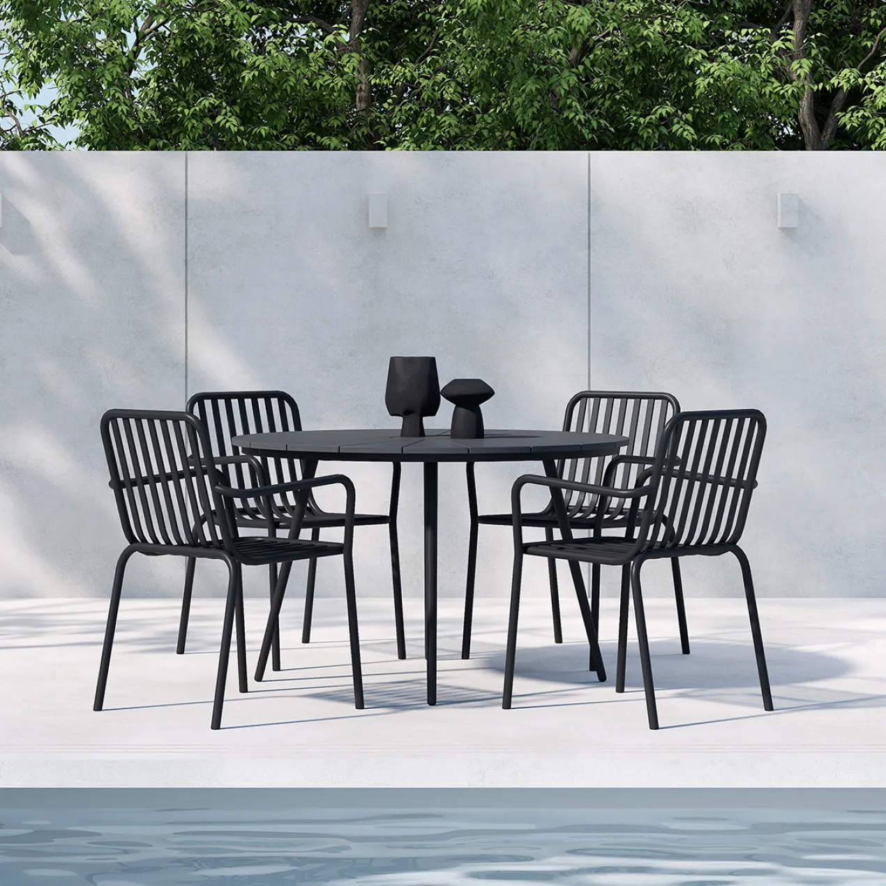 Ronde tuintafel Denzel Zwart