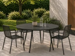Ronde tuintafel Denzel Zwart