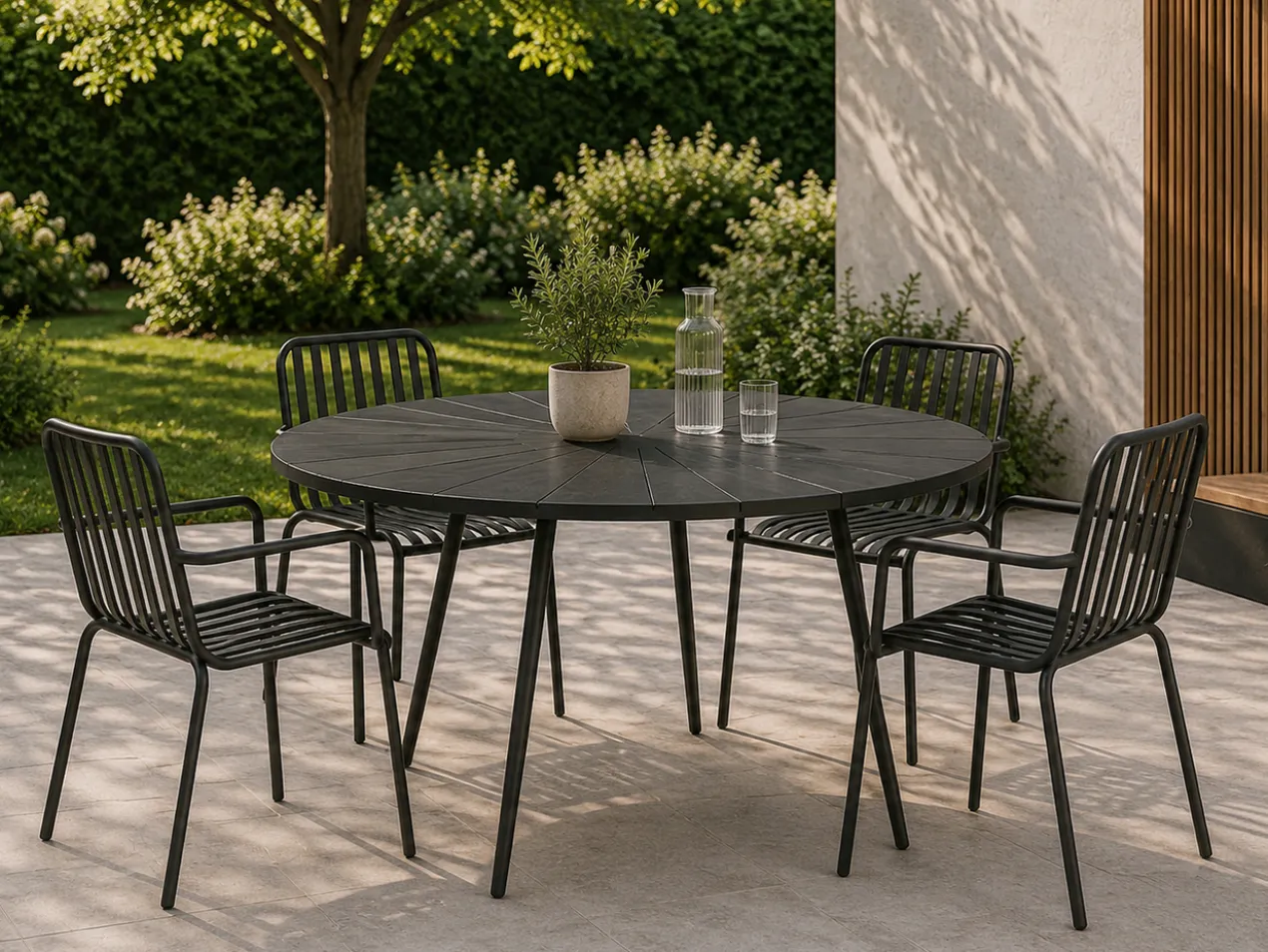 Ronde tuintafel Denzel Zwart