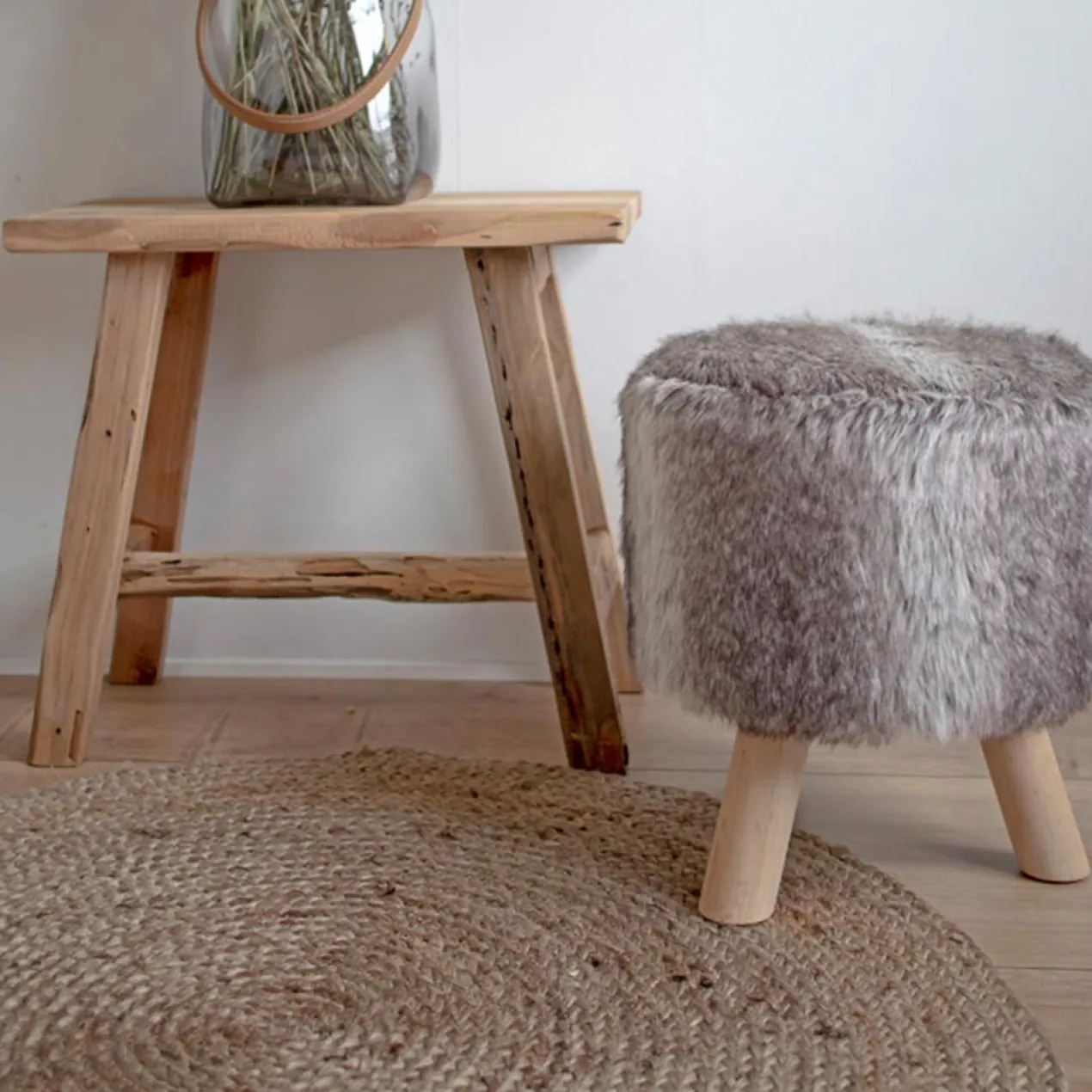 Rond vloerkleed Milou naturel Ø150 cm