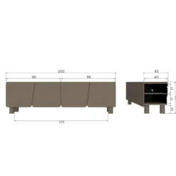 Root tv meubel 200 cm grenen truffel bruin [fsc]
