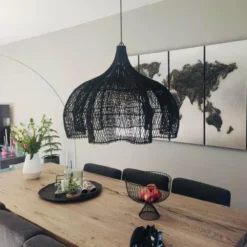 Rotan hanglamp Tiram zwart