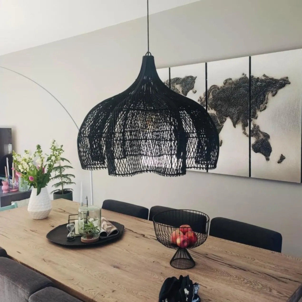 Rotan hanglamp Tiram zwart