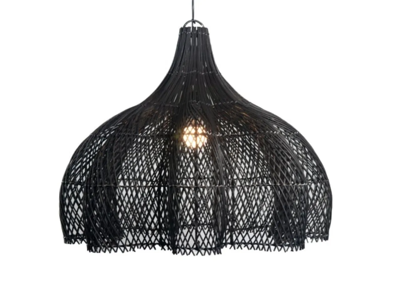 Rotan hanglamp Tiram zwart
